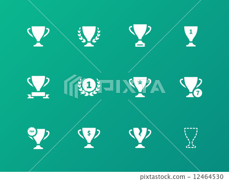 Awards icons on green background. 12464530