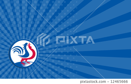 Business card Chicken Rooster Crowing Circle Retro 12465666