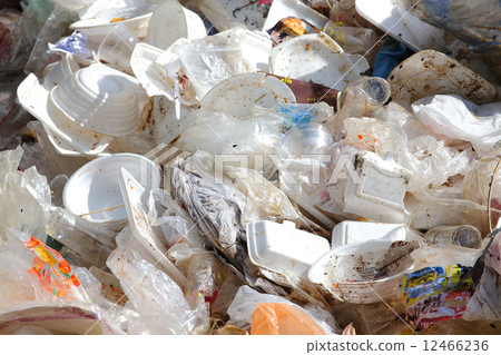 plastic and foam garbage, pollution of environment 12466236