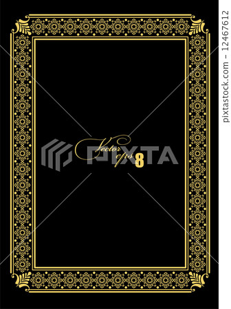 Stock Illustration: Gold ornament on black background. Can be used as invitation car