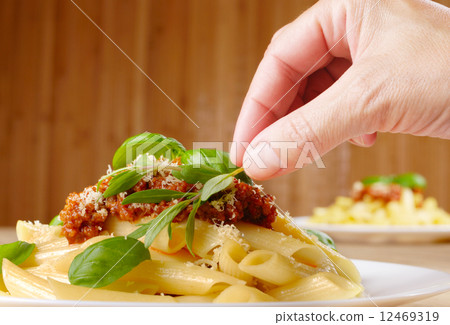 Pasta rigatoni on the white plate Pasta rigatoni on the white plate 12469319