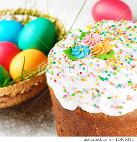 Easter eggs and cake 12469383