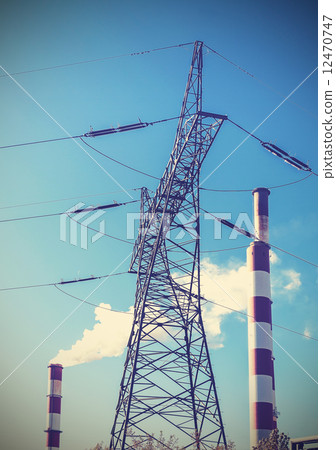 Vintage picture of industrial infrastructure. Vintage picture of industrial infrastructure. 12470747