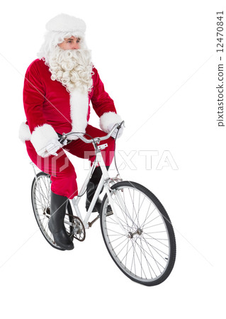 Cheerful father christmas cycling 12470841