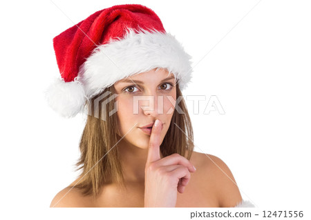 Festive brunette keeping a secret Festive brunette keeping a secret 12471556