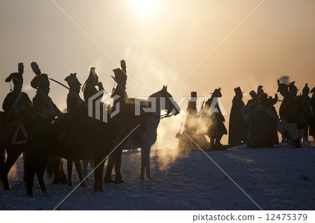 Warrior silhouettes, Battle of Austerlitz, Tvarozna, Czech repub Warrior silhouettes, Battle of Austerlitz, Tvarozna, Czech repub 12475379