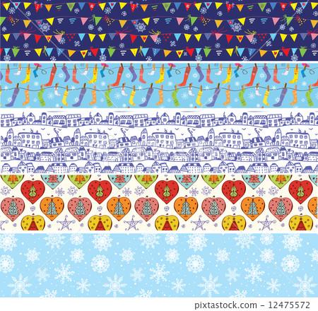 Christmas banners set with pattern of snow, decorations 12475572