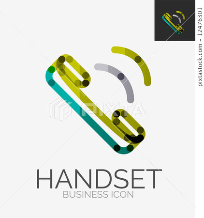 Minimal line design logo, phone handset icon Minimal line design logo, phone handset icon 12476301