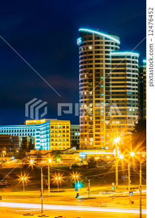 Night Scene Building In Minsk, Belarus Night Scene Building In Minsk, Belarus 12476452