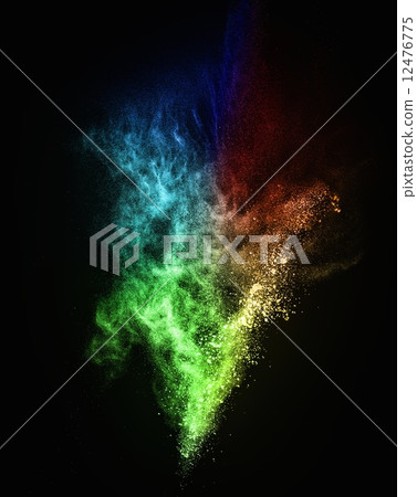 Colourful powder exploding isolated on black 12476775