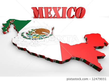 map illustration of Mexico with flag 12479031
