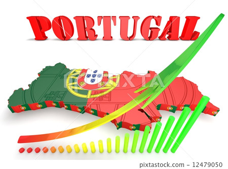Map illustration of Portugal with map 12479050