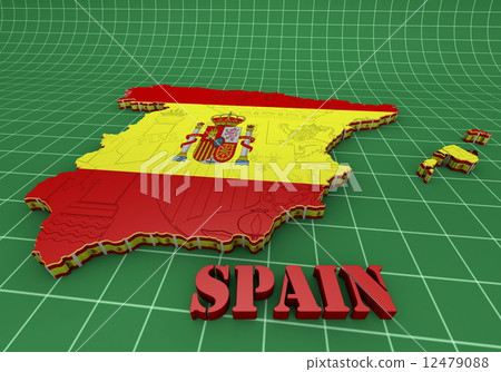 Map of SPAIN with flag 12479088