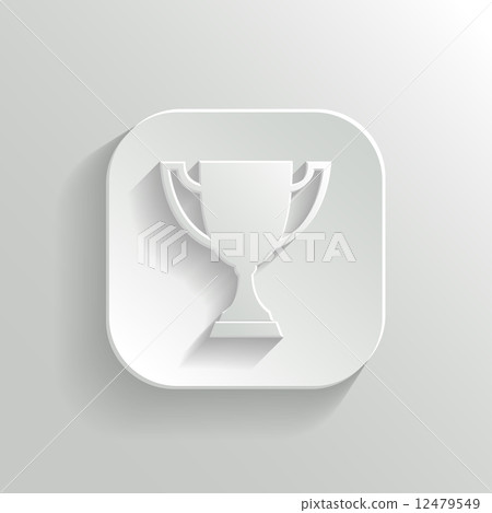Trophy cup icon - vector white app button 12479549