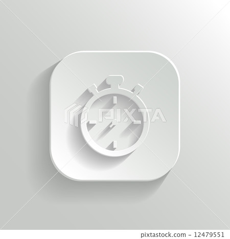 Stopwatch icon - vector white app button 12479551