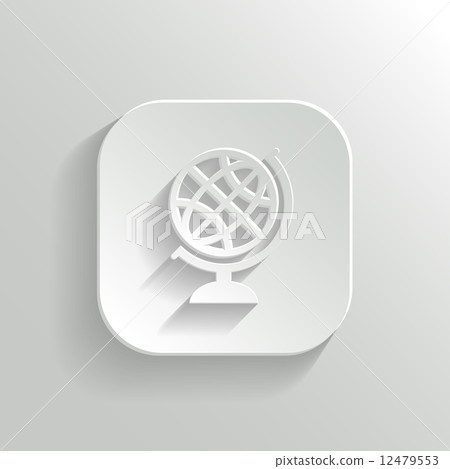 Globe icon - vector white app button Globe icon - vector white app button 12479553