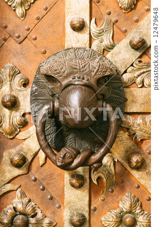 Medieval door knocker in eagle contour 12479648