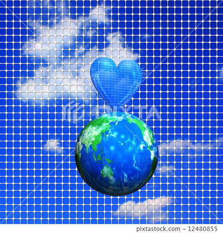 Heart mark solar panel on the earth 12480855