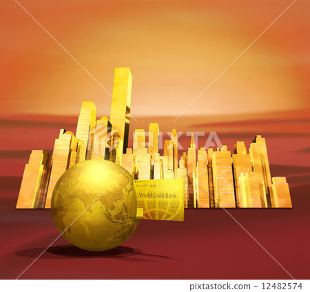 金信用卡和金色的地球和金色的城市 金信用卡和金色的地球和金色的城市 12482574