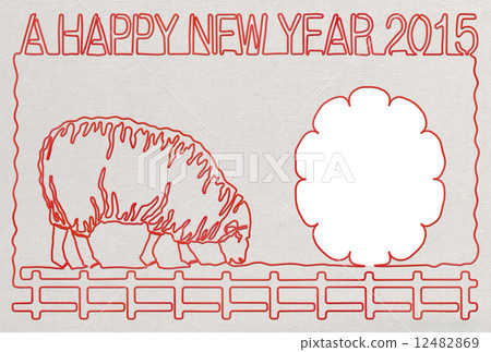 New year's card of 2015 woolen sheep New year's card of 2015 woolen sheep 12482869