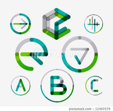 Logo set, thin line clean style - Stock Illustration [12483579] - PIXTA