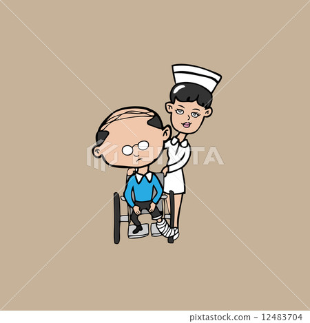 Nurse wheel chair old man 12483704