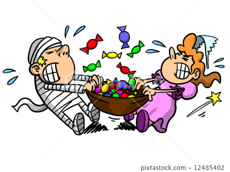 Boy and Girl fighting over Candy Boy and Girl fighting over Candy 12485402