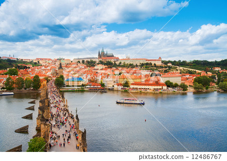 skyline of Prague with Vitus cathedral skyline of Prague with Vitus cathedral 12486767