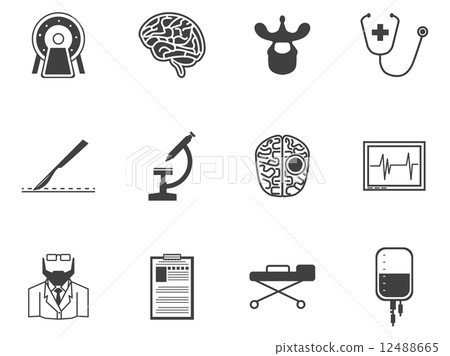 Black vector icons for neurosurgery 12488665