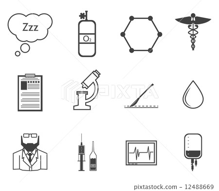 Black vector icons for anesthesiology 12488669