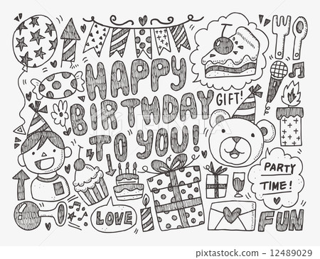 Doodle Birthday party background Doodle Birthday party background 12489029