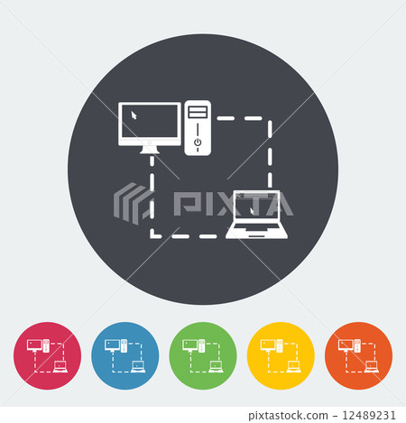 Computer sync single flat icon. - Stock Illustration [12489231] - PIXTA