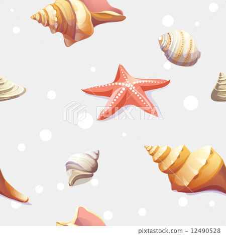 seamless texture with the image of seashells 12490528