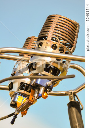 hot air balloon burners on blue sky hot air balloon burners on blue sky 12491544