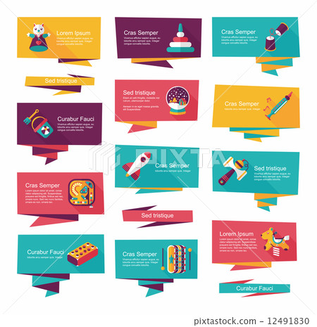 Toy flat banner background set,eps10 12491830