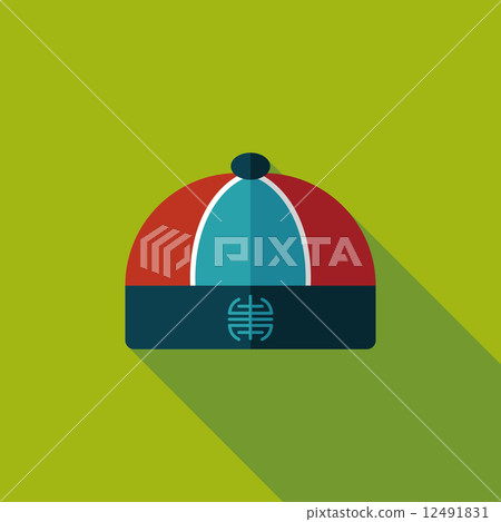 Chinese hat flat icon with long shadow,eps10 12491831