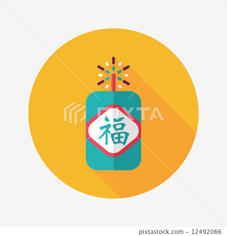 Chinese New Year flat icon, eps10, word Fu, Chinese festival cou 12492066