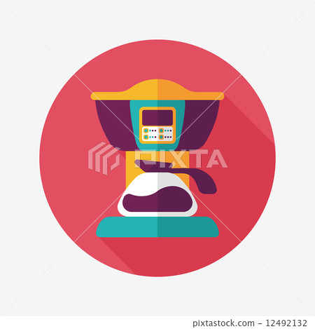 coffee machine flat icon with long shadow,eps10 12492132