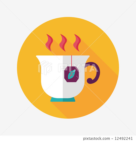 hot tea flat icon with long shadow,eps10-插圖素材 [12492241] - PIXTA圖庫