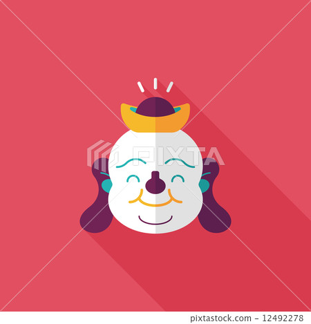Chinese New Year flat icon with long shadow,eps10, Maitreya mean Chinese New Year flat icon with long shadow,eps10, Maitreya mean 12492278