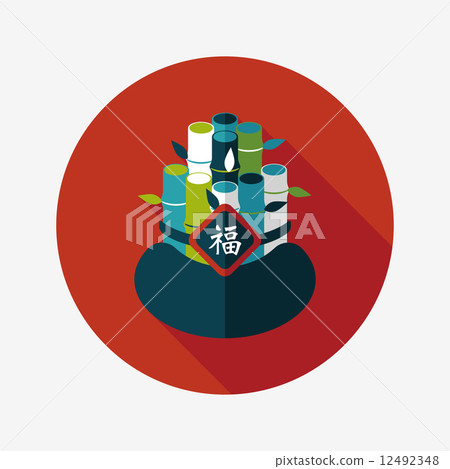 Chinese New Year flat icon with long... - Stock Illustration [12492348 ...
