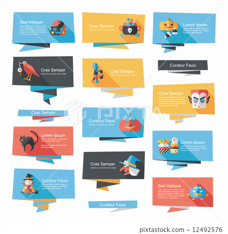 Halloween flat banner set background,eps10 Halloween flat banner set background,eps10 12492576