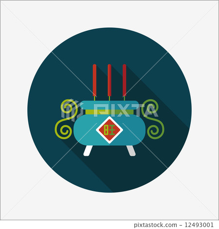 Chinese censer flat icon with long shadow,eps10 12493001