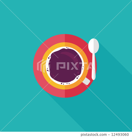 black coffee flat icon with long shadow,eps10 12493060