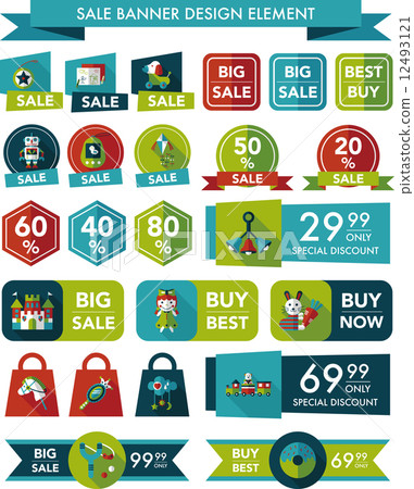 Toy sale banner design flat background set, eps10 Toy sale banner design flat background set, eps10 12493121