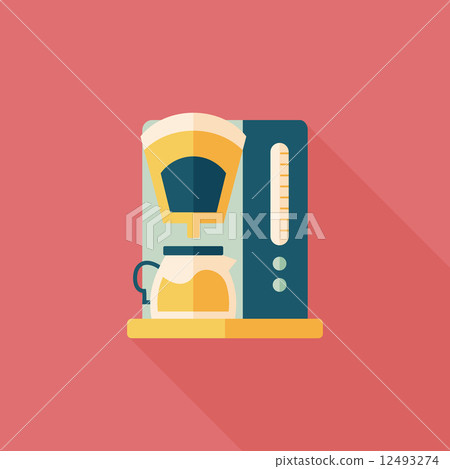coffee machine flat icon with long shadow,eps10 12493274