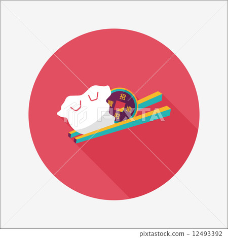 Chinese New Year flat icon with long shadow,eps10, Coin wrapped 12493392