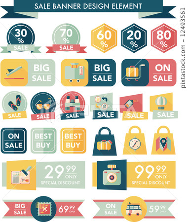 Travel sale banner design flat background set, eps10 12493561