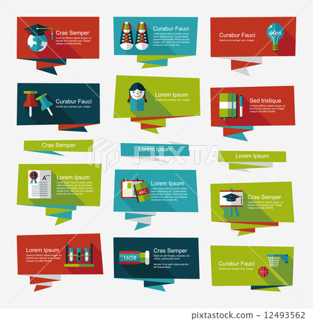 school flat banner background set, eps10 12493562