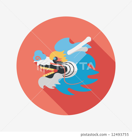 Chinese New Year flat icon with long shadow,eps10,The dragon and Chinese New Year flat icon with long shadow,eps10,The dragon and 12493755